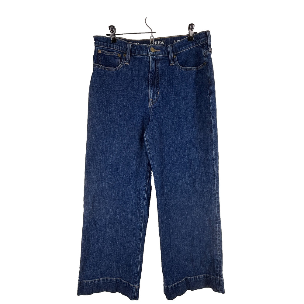 J Crew Slim Wide Leg Jeans Womens 30 Blue Denim Ankle Stretch High Rise 30x26